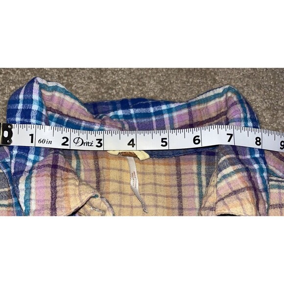 Free People (L) Voyage Shirtdress Plaid Gauzy textured in Sunrise Combo Pockets - Picture 12 of 16